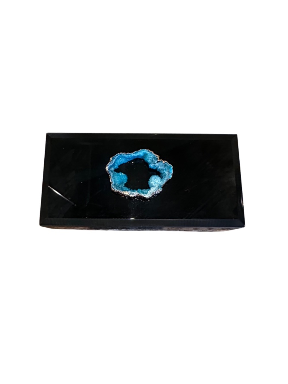 NEW Tozai Black Glossy Blue Agate Trinket Box - Variant 1